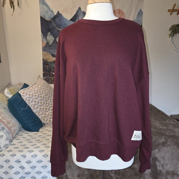 WeWoreWhat Wellness Club Oversized Crewneck Sweatshirt Burgundy L - Picture 7 of 12